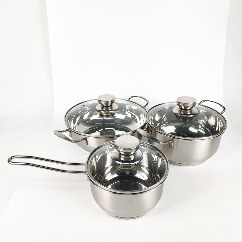 Top sale 6pcs Set 201 stainless steel induction kitchen cookware set Hot Pots for cooking