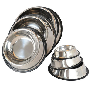 Wholesale nonslip dog bowl/pet bowl /cat bowl with rubber base Stainless Steel Pet food drinking bowl Dish