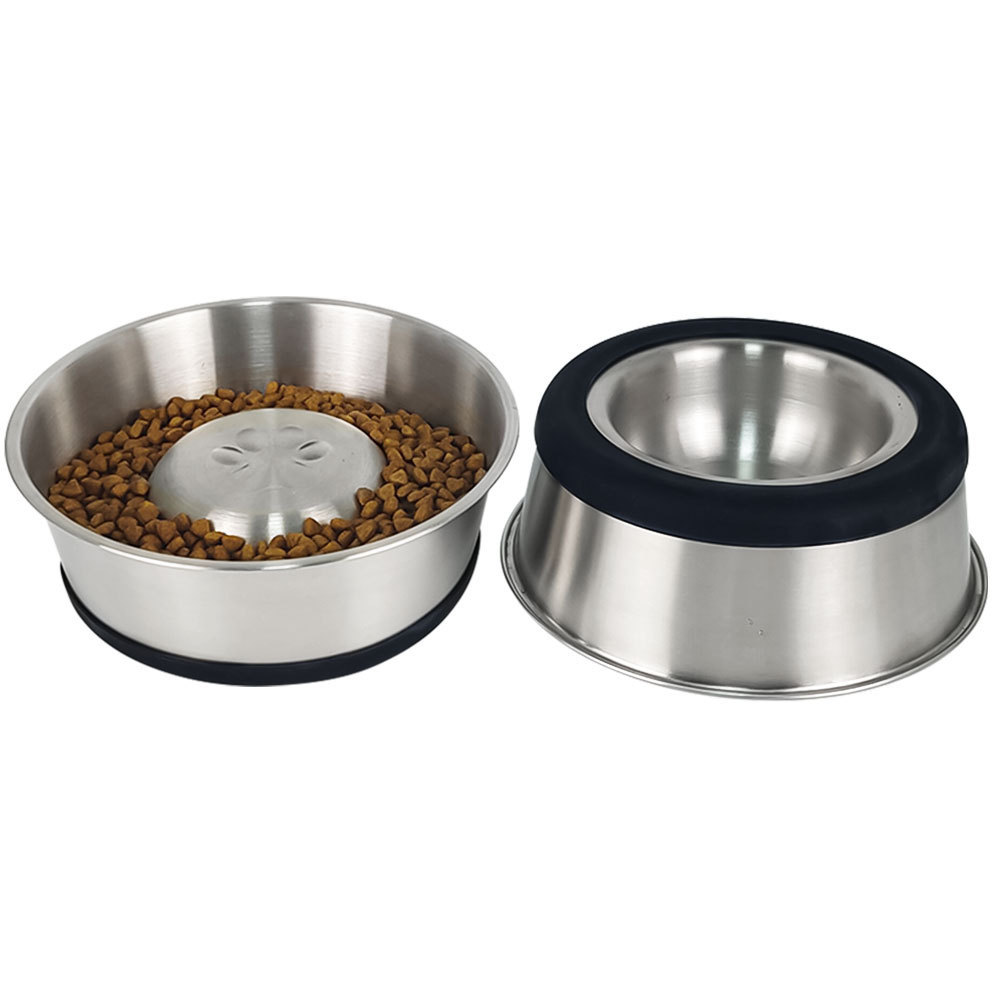 Lihong Stainless Steel Dog Bowl Durable Non-Slip Rubber Bottom Cat Food Water Pet Bowl Puppy Feeder For Small Medium Large Dogs