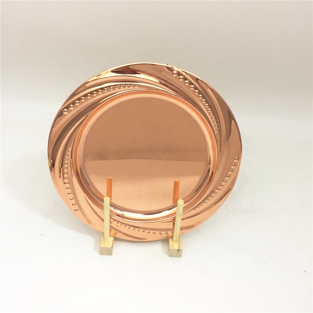 Cheap wholesale wedding rose gold stainless steel charger plates