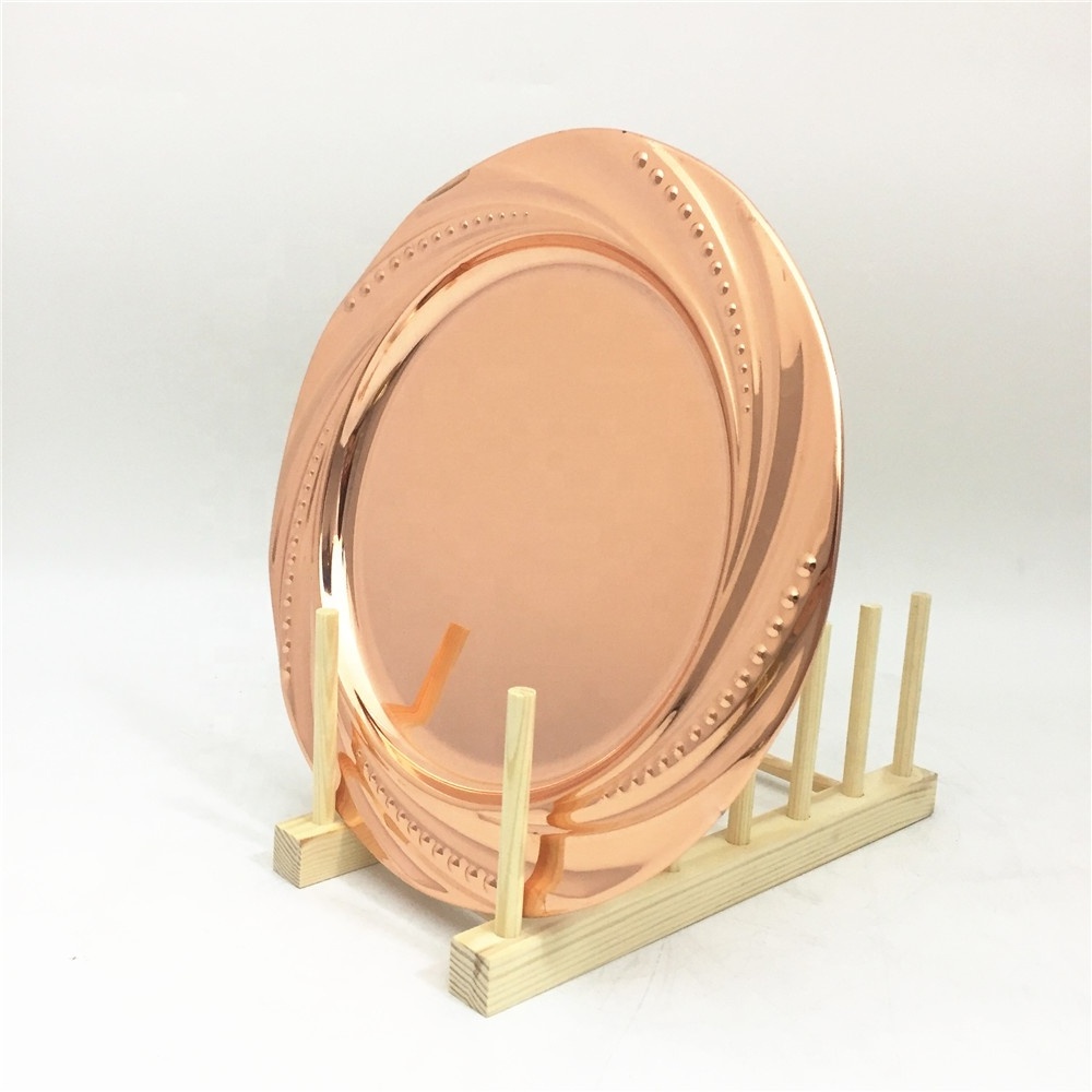 Cheap wholesale wedding rose gold stainless steel charger plates