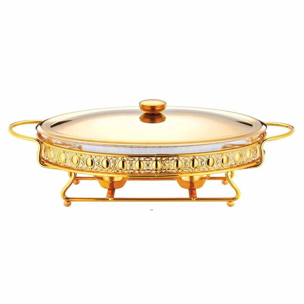 Hotel Gold color Food warmer Glass food warmer Buffet Chafing dish