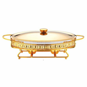 Hotel Gold color Food warmer Glass food warmer Buffet Chafing dish