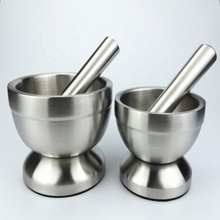 Stainless Steel Mortar Pestle Set Pugging Pot Garlic Spice Grinder Pharmacy Herbs Bowl Mill Grinder Crusher Kitchen Tool Gadget