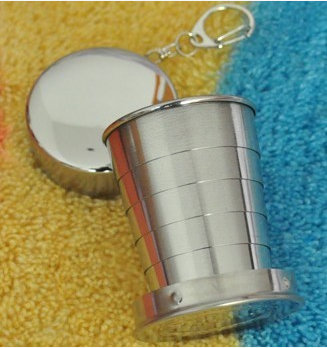 Good quality stainless retractable camping cup mini collapsible cup for travel with small key chain