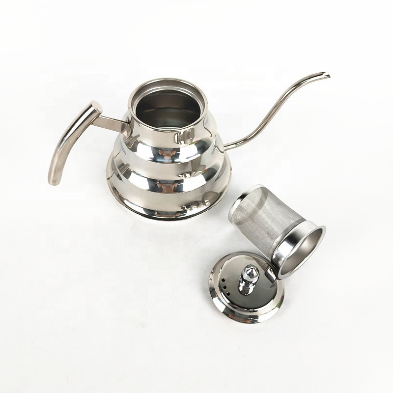 2019 hot sale stainless steel kettle silver teapot gooseneck tea pot with infuser