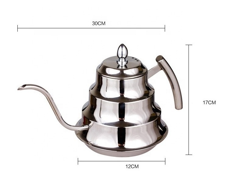 2019 hot sale stainless steel kettle silver teapot gooseneck tea pot with infuser