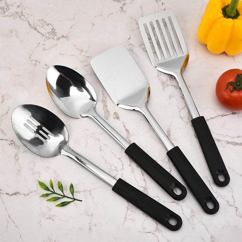 Wholesale Chef Craft Heavy Duty Stainless Steel Kitchenware Set Kitchen Soup Spoon Colander Stir-Fry Pot Spatula Cooking 6-Piece