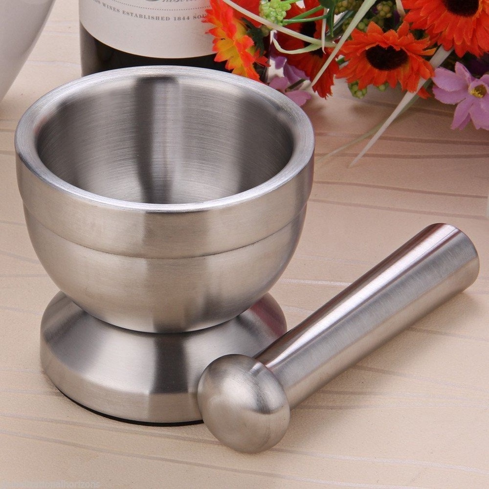 Stainless Steel Mortar Pestle Set Pugging Pot Garlic Spice Grinder Pharmacy Herbs Bowl Mill Grinder Crusher Kitchen Tool Gadget