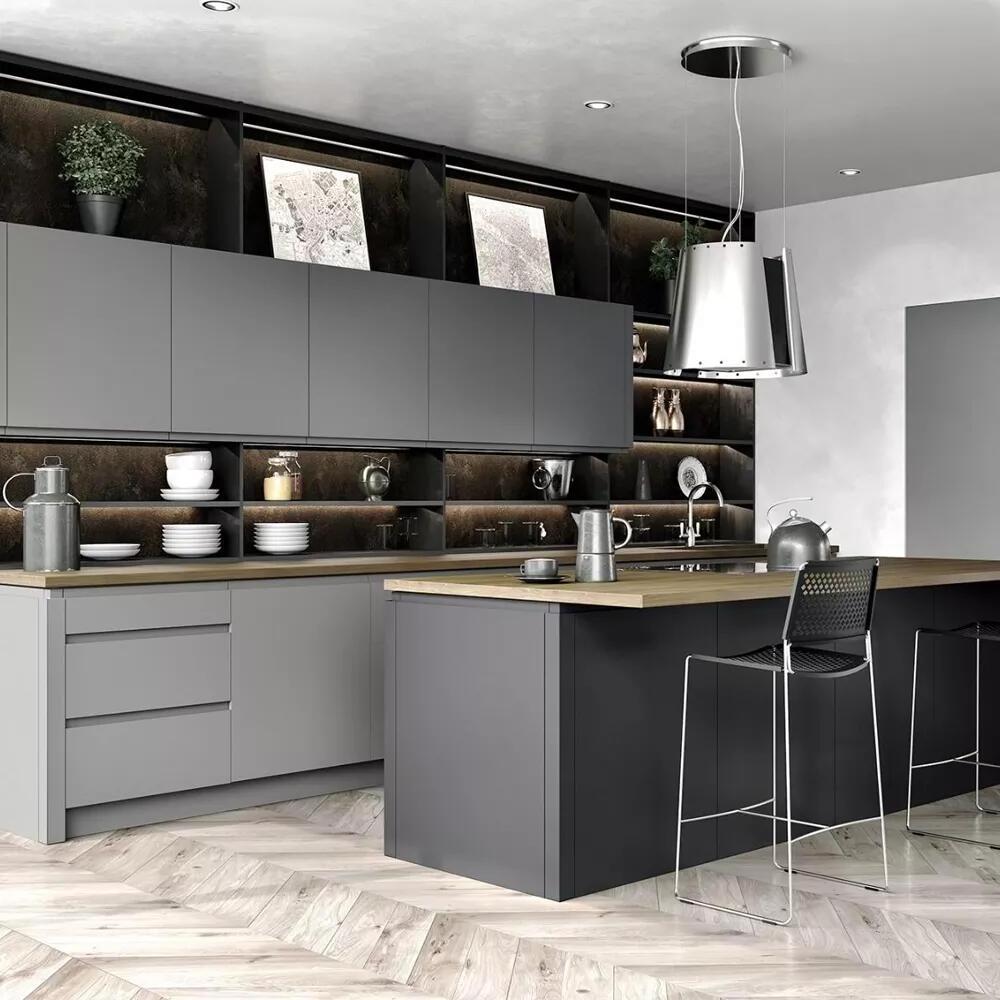 Super Durable Luxury Waterproof MR MDF Matte Grey Cabinet Kitchen