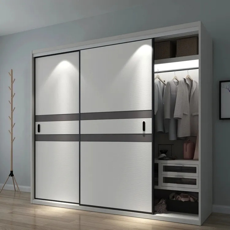 Newest Design Built-in Wardrobes Bedroom Furniture MDF Cupboards With sliding door