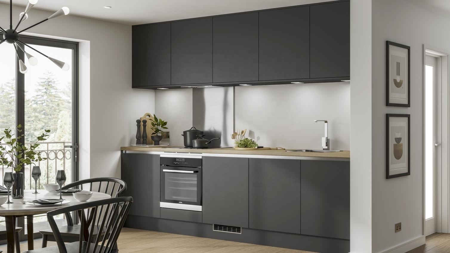 Super Durable Luxury Waterproof MR MDF Matte Grey Cabinet Kitchen