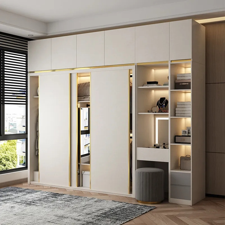 Newest Design Built-in Wardrobes Bedroom Furniture MDF Cupboards With sliding door