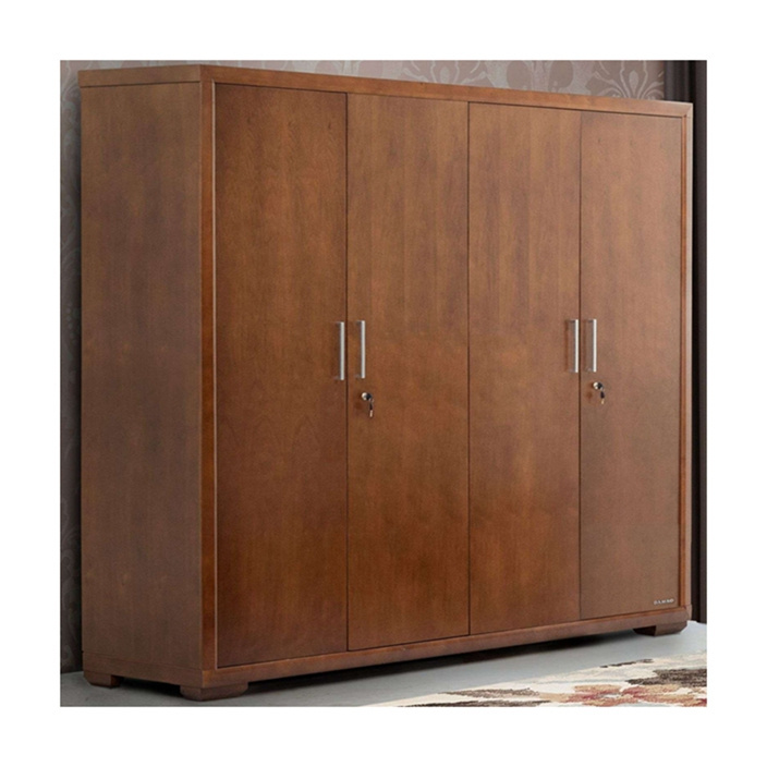 High Quality New Design Veneer Glossy Dark Wood Grain Solid Wood Master Bedroom Wardrobe