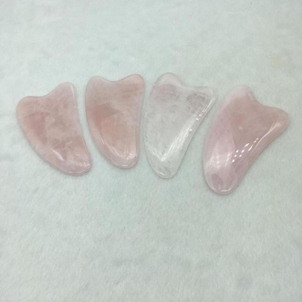 Wholesale natural stone rose quartz and jade guasha stone for body massage