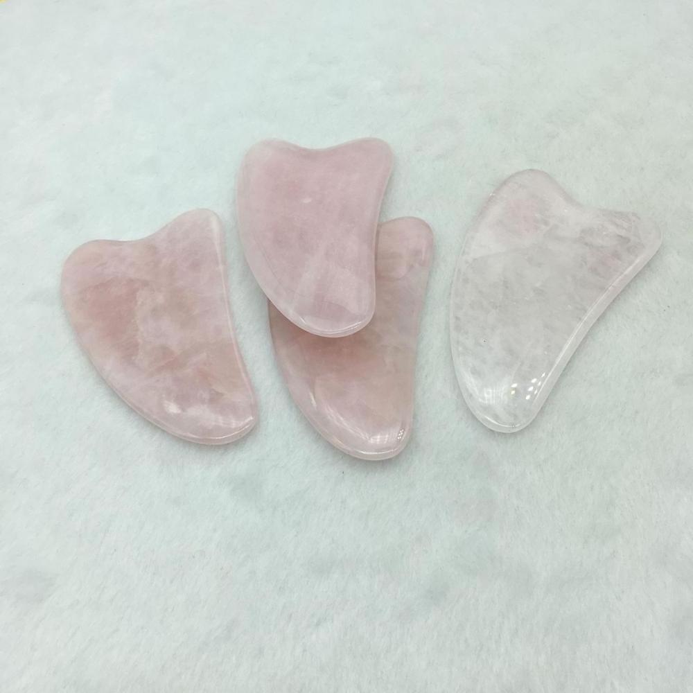 Wholesale natural stone rose quartz and jade guasha stone for body massage