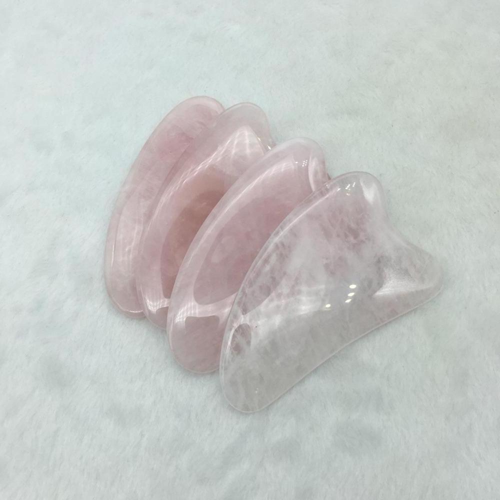 Wholesale natural stone rose quartz and jade guasha stone for body massage