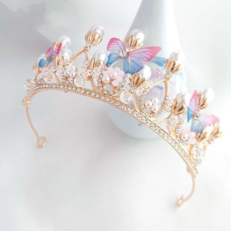 Baby Girl Floral Hair Accessories Crown Newborn Toddler Hair Bands Kids Wholesale Butterfly Crown Show Hair Accessories Pageant