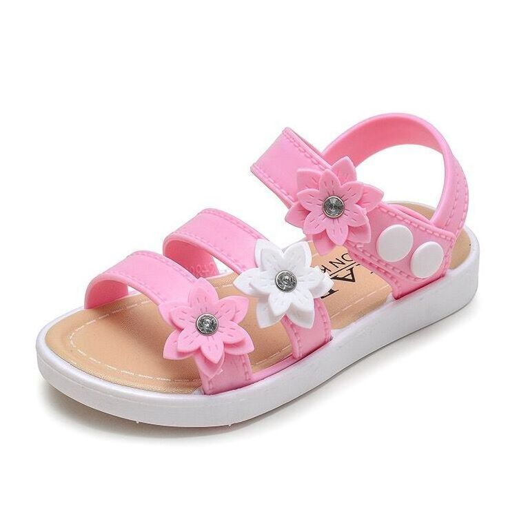 Summer children Flower Square Toe Sandals casual beach flat girls toddler slides children jelly kids baby sandals