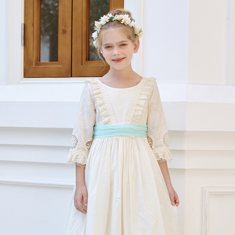 Elegant Girls Dresses Teen Girl Communion Party Dress Formal Ceremony Long Dresses Children Bridesmaid Summer Vestidos 2-14Y