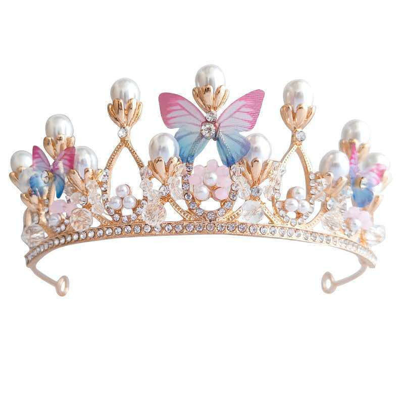 Baby Girl Floral Hair Accessories Crown Newborn Toddler Hair Bands Kids Wholesale Butterfly Crown Show Hair Accessories Pageant