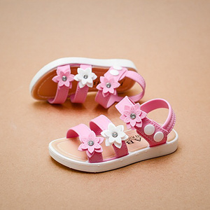 Summer children Flower Square Toe Sandals casual beach flat girls toddler slides children jelly kids baby sandals