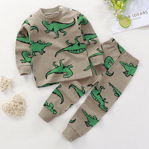 Wholesale kids cartoon dinosaur print pajamas sets boys set children long sleeve sleepwear top + pant