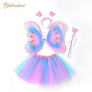 Yalindars 2021 girls short rainbow mini tutu skirt with butterfly decoration