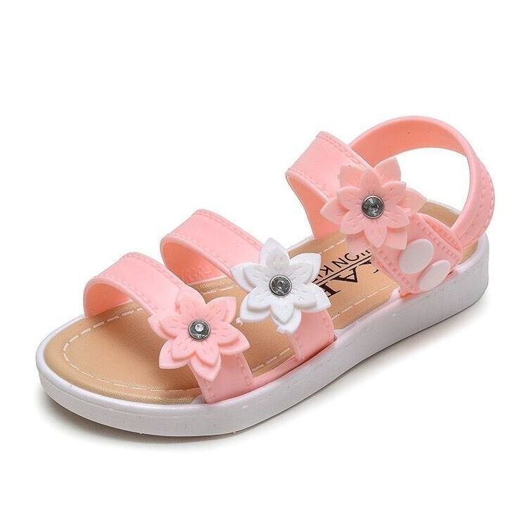 Summer children Flower Square Toe Sandals casual beach flat girls toddler slides children jelly kids baby sandals