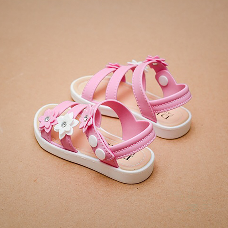 Summer children Flower Square Toe Sandals casual beach flat girls toddler slides children jelly kids baby sandals