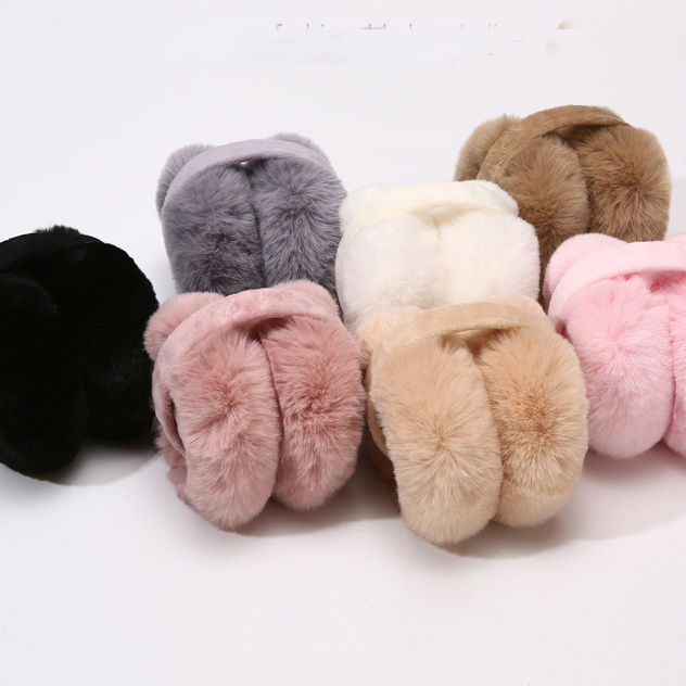 Wholesale High Quality Cold winter warmly ear muffs custom fashionable foldable faux fur outdoor ear warmer earmuff