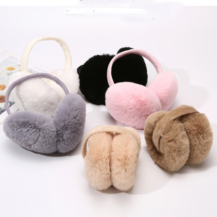 Wholesale High Quality Cold winter warmly ear muffs custom fashionable foldable faux fur outdoor ear warmer earmuff