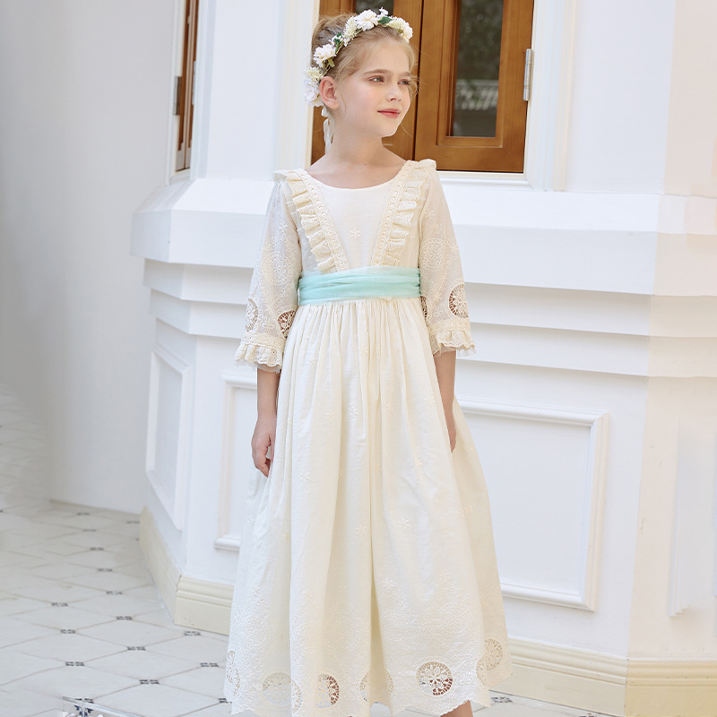 Elegant Girls Dresses Teen Girl Communion Party Dress Formal Ceremony Long Dresses Children Bridesmaid Summer Vestidos 2-14Y