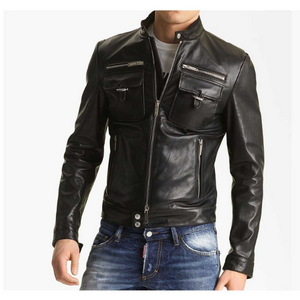 china custom supplier winter wear fashionable zipper new biker leather men's jacket