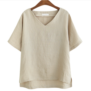 Custom women hemp t shirts wholesale hemp clothing manufacturer v neck tops Short sleeve tshirts