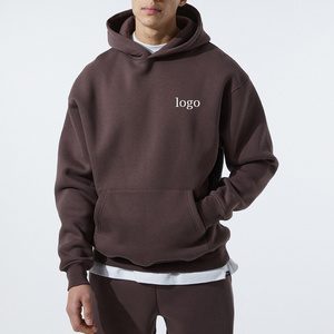 Street wear fashion men custom pullover oversized heavy hoodie brown organic 100% cotton printed unisex plain hoodies