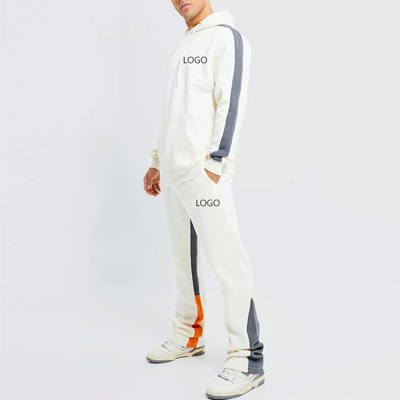 YALI Tracksuit Stacked Pants Custom Sweatsuit Mens Pullover Flared Sweatpants and Hoodie Sets for Men