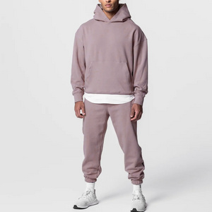 bulk wholesale french terry pullover cotton oversized blank tracksuits sweatpants and hoodie set unisex