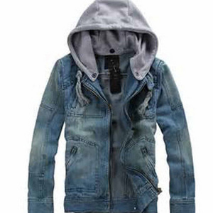 High quality fashion bulk cheap print cotton zipper winter jean hoody jacket for men Denim hoodies