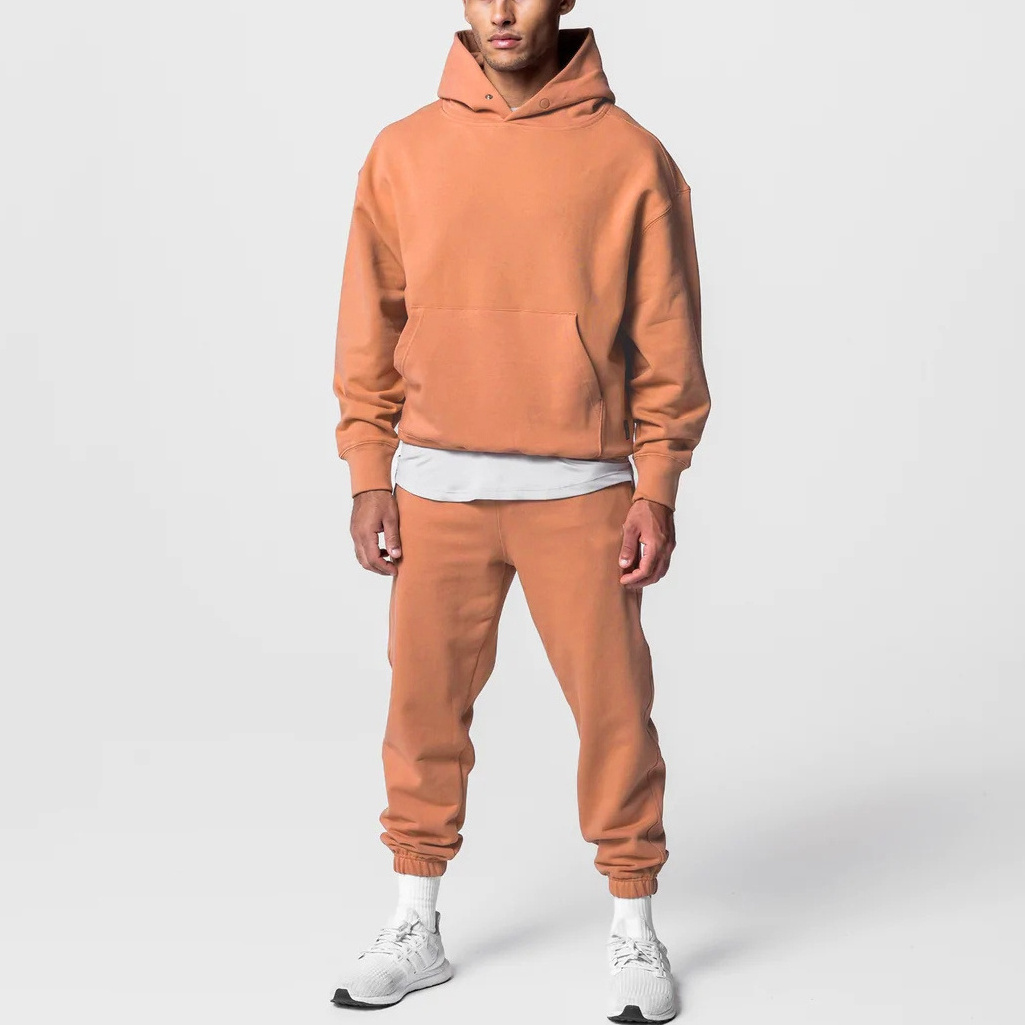 bulk wholesale french terry pullover cotton oversized blank tracksuits sweatpants and hoodie set unisex