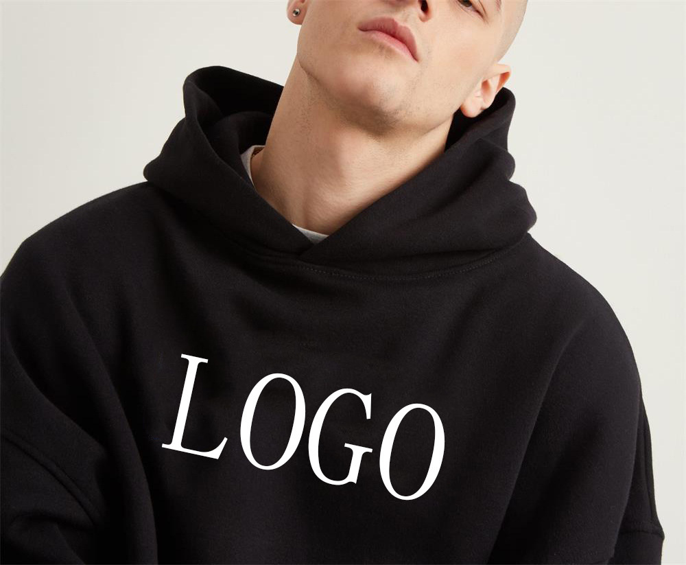 custom logo design black men plain 400 gsm heavy cotton thick heavyweight hoodie blank high quality hoodies wholesale