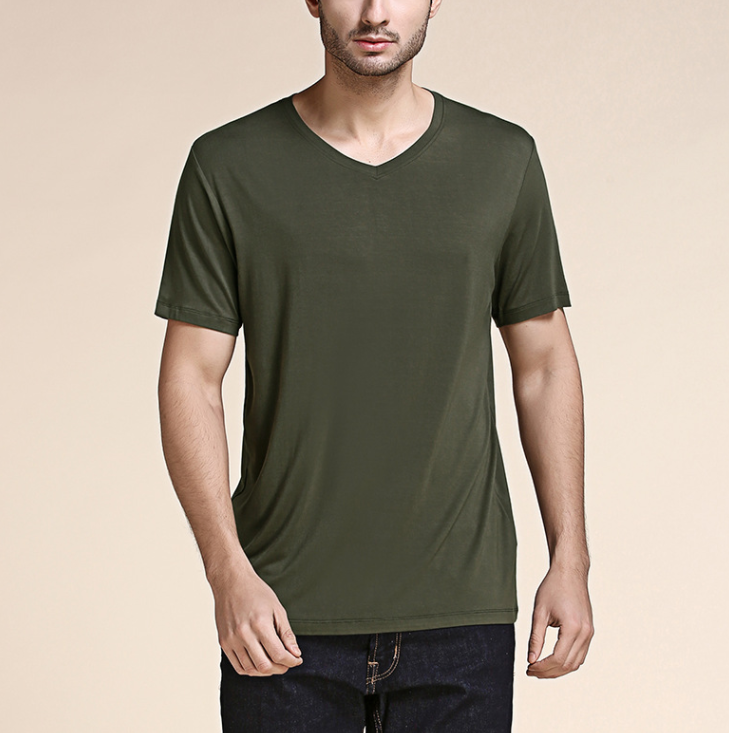 high quality plain custom men's clothing bamboo blank V neck t shirts wholesale