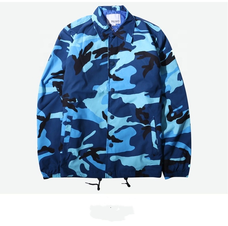 2020 New plus size custom logo blue camo coaches jacket nylon pink twill coaches jackets plain men