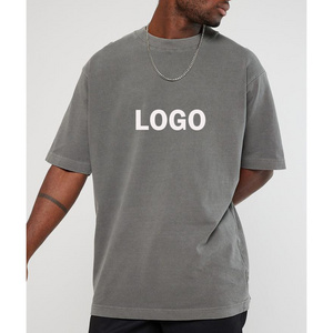 YALI Hip hop solid custom logo blank vintage oversized washed 250 gsm 300 gsm mock neck heavy cotton t shirt