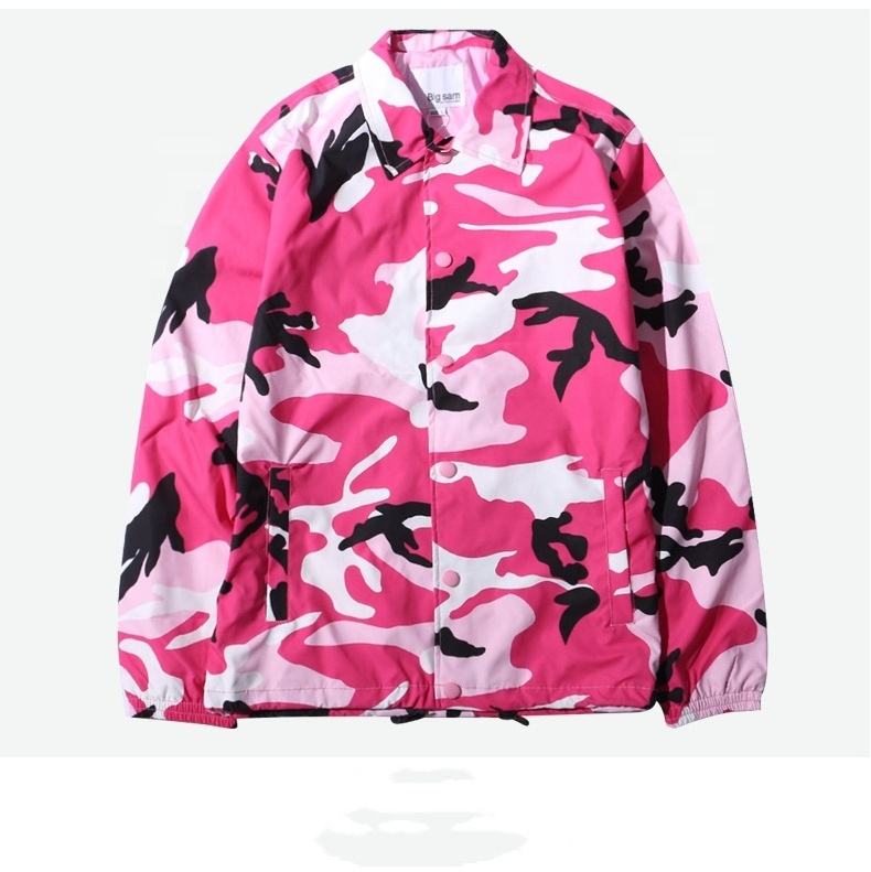 2020 New plus size custom logo blue camo coaches jacket nylon pink twill coaches jackets plain men