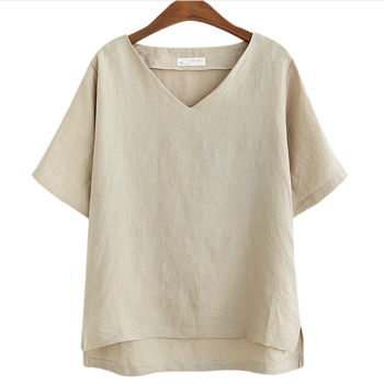 Custom women hemp t shirts wholesale hemp clothing manufacturer v neck tops Short sleeve tshirts