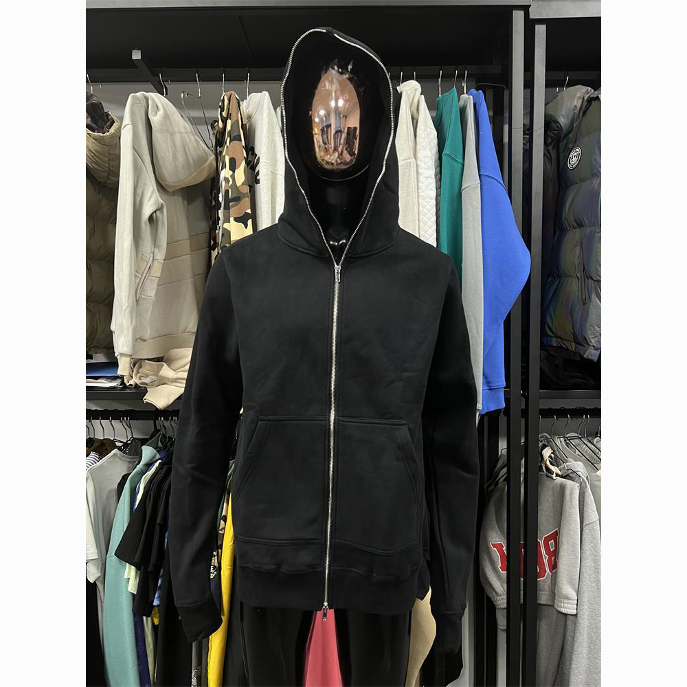 Custom logo oversized fleece men fullzip full face zipper hoodie blank mens cotton zipup black heavy full zip up hoodie