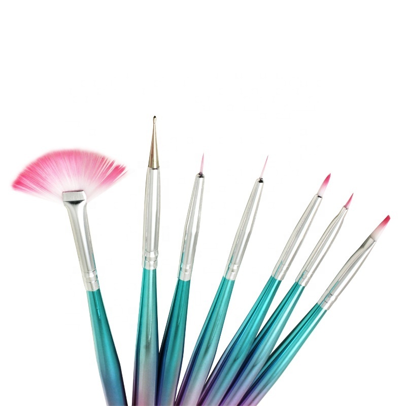 YALIXIN Nail Art supplier Gradient Acrylic Handle Nail Art Set 3D brush UV Gel Nail liner Brush 5 pcs