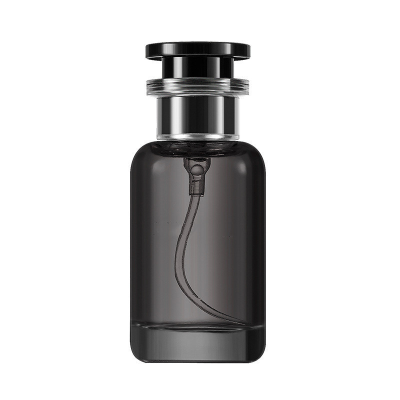 Cylinder shape Black color empty luxury 30ml 100ml Glass Perfume bottle with plastic cap