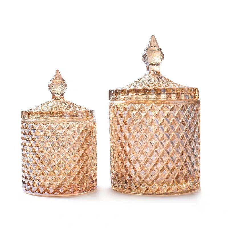 Unique Style Diamond Shape Stone Candle Jars Candy Custom Made Clear Candle Jars